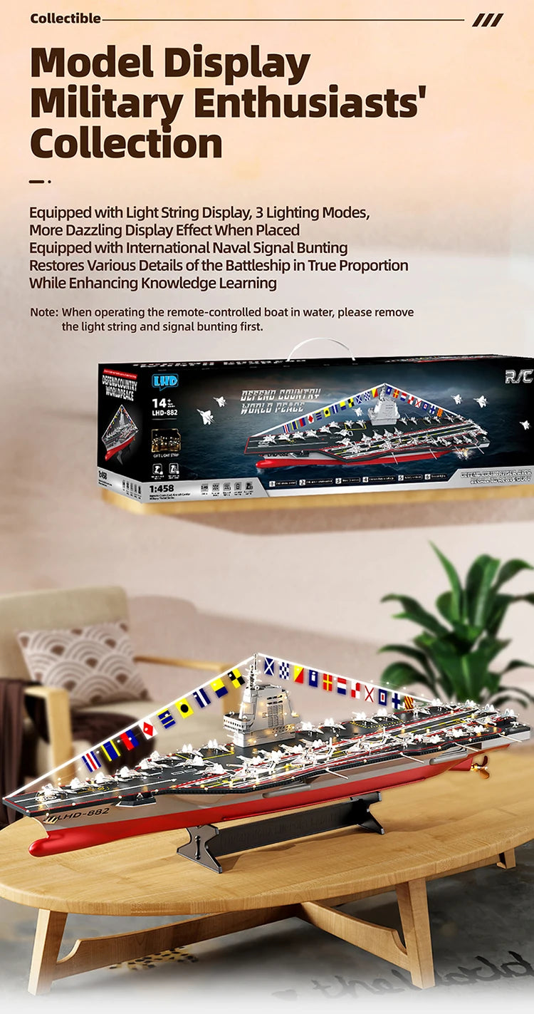 RC Warship 26.7 inch(68CM) Super Long Hull RC Boat Charging Military Children's Toy boy Electric Toy Ship Aircraft Carrier Warsh