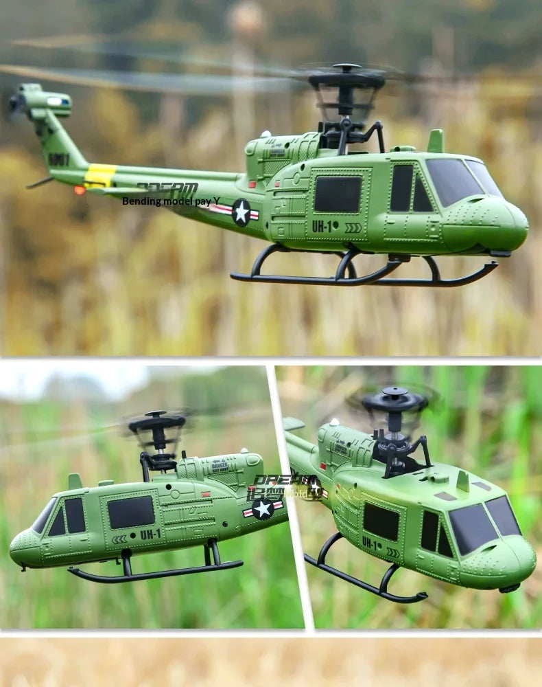 RC UH-1 Huey Helicopter, 4-Channel, Optical Flow Positioning, Altitude Hold, Easy One-Key Flight for Beginners