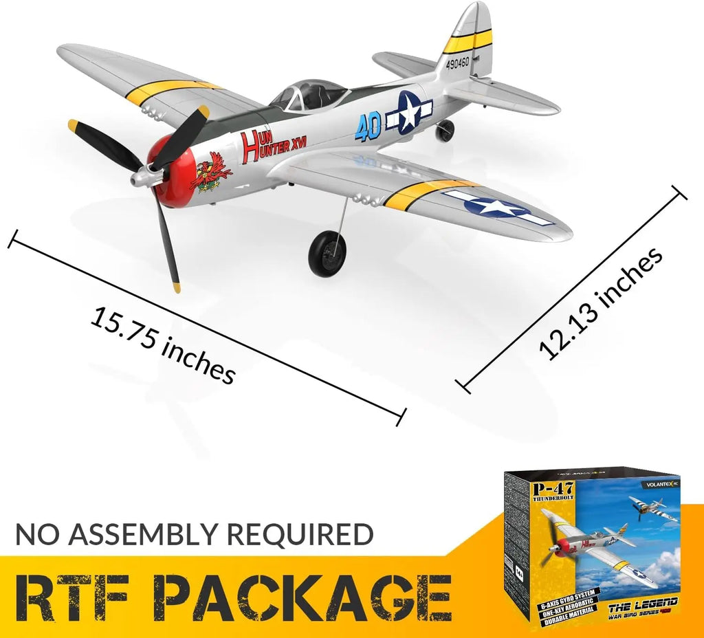 P47 Thunderbolt RC Plane 2.4G 4Ch RC Fighter 400mm Wingspan P47 RTF Aircraft One-key Aerobatic RC Warbird Airplane Toys Gifts