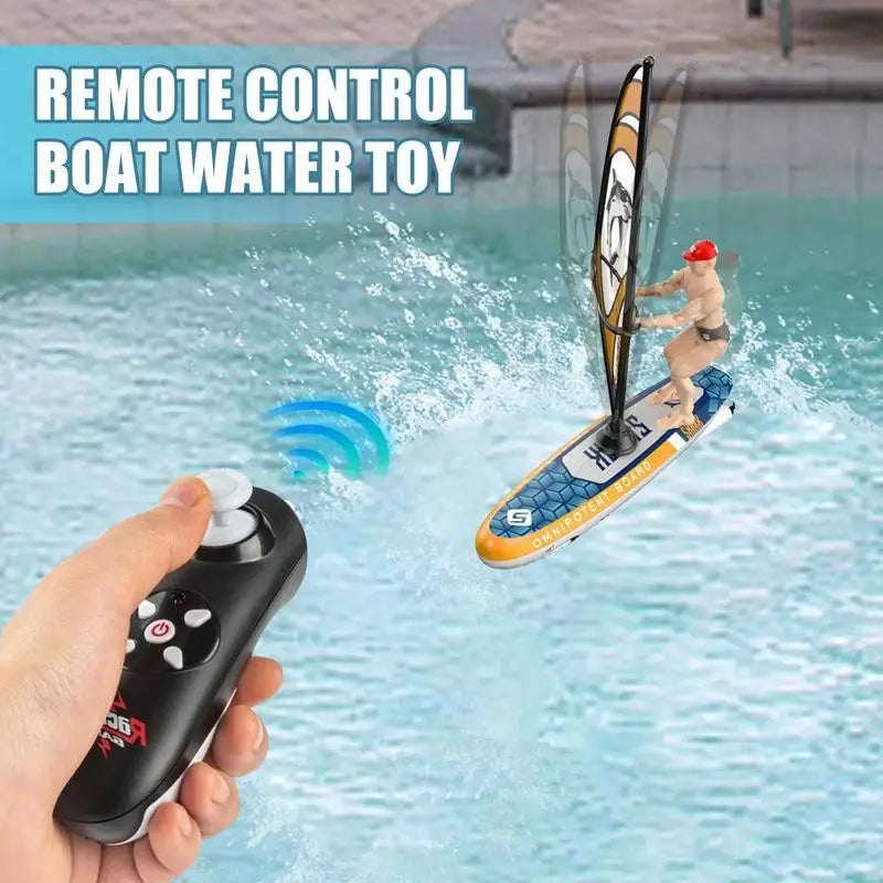 Rc Boat 2.4Ghz Remote Control Sailboats Swing Doll Surfboard Waterproof Pool Sailing Game With Led Lights Beach Toys For Kids