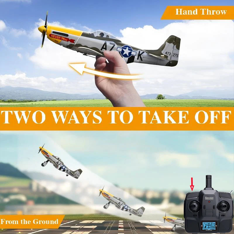 RC Plane 5CH 3D/6G Fixed-wing RC Airplane P51D Mustang RTF for Adults Beginners Easy to Fly Removable Brushless Fighter Helicopt