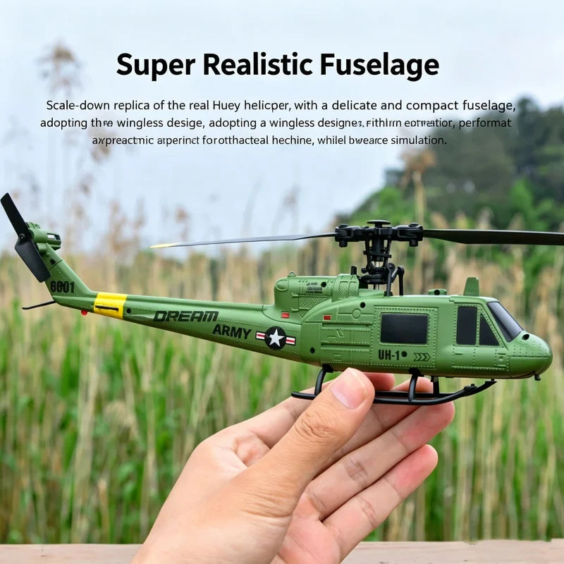 RC UH-1 Huey Helicopter, 4-Channel, Optical Flow Positioning, Altitude Hold, Easy One-Key Flight for Beginners