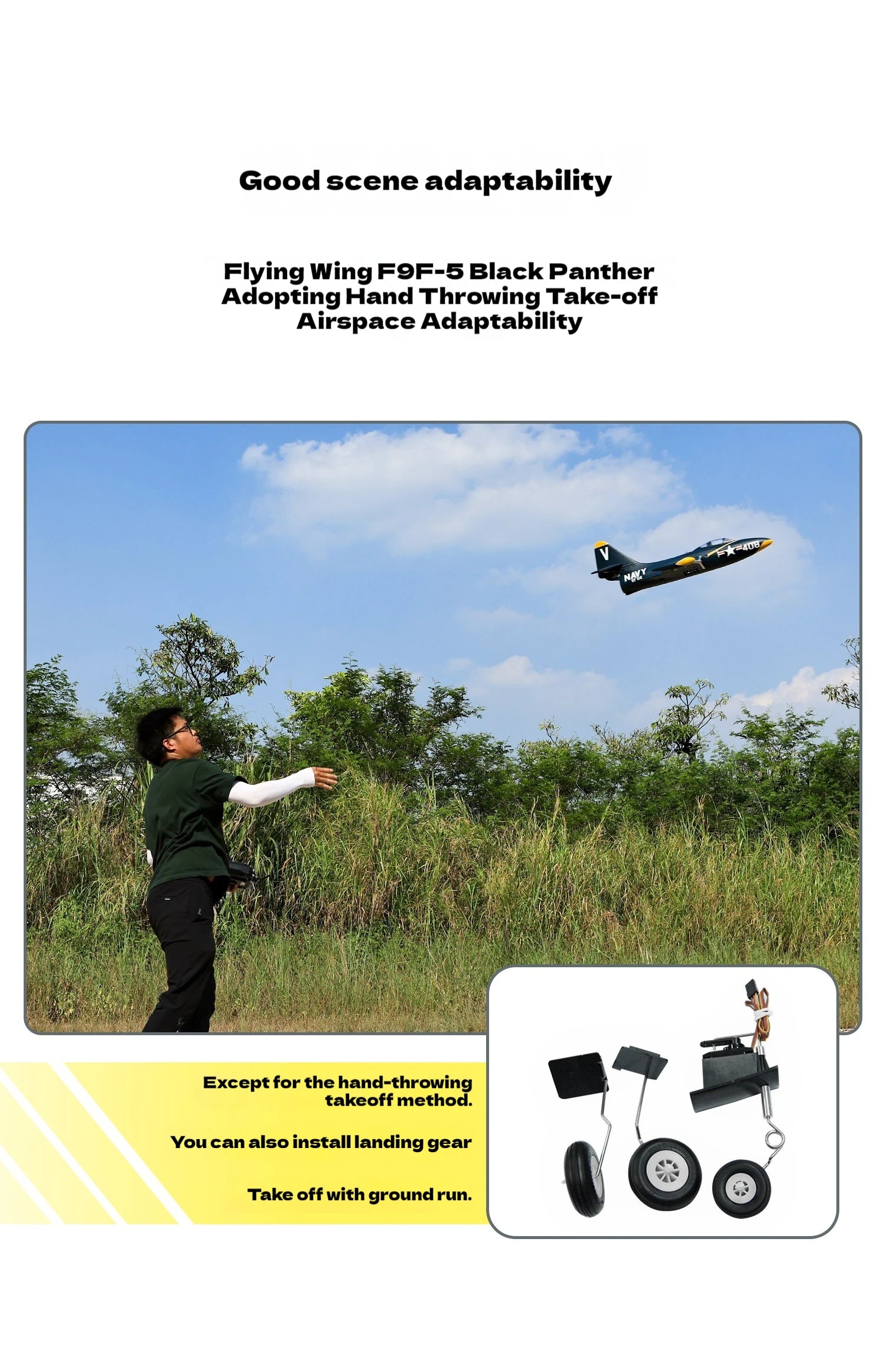 Freewing 64mm F9f-5 V2 Black Panther Edition Electric Channel Fighter Model Aircraft Rc Plane Toy Gift