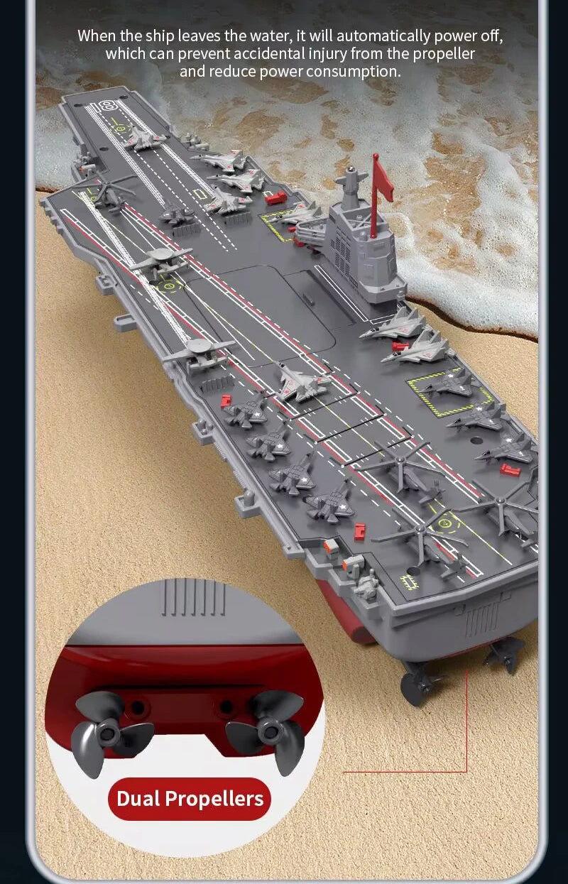RC Warship 26.7 inch(68CM) Super Long Hull RC Boat Charging Military Children's Toy boy Electric Toy Ship Aircraft Carrier Warsh