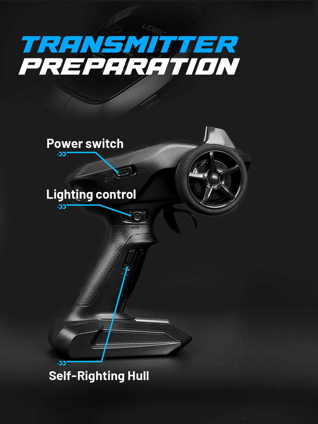 UDIRC High-Speed RC Racing Boat UDI025 Brushless Motor Self-Righting & Waterproof Hull for Lake, Pool, Outdoor Water Funll
