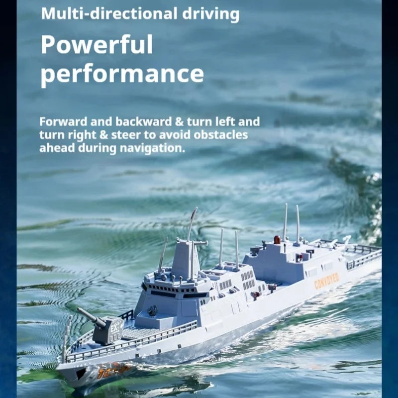 60CM Large RC Ship Simulation Destroyer Model Summer Water Spray Outdoor Toy For Kid Long Range Remote Control Ship Boy Gift