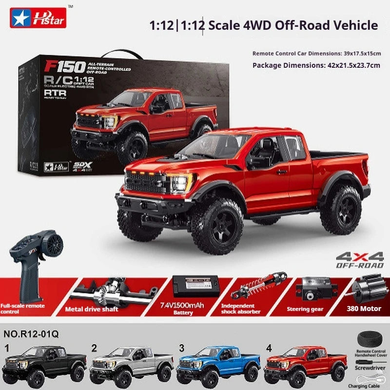 New Raptor F150 1/12 Rc Car Hongxing Simulation Rc Crawler Full Scale 4wd Off-Road Climbing Pickup Truck Model Boy Toy Gift