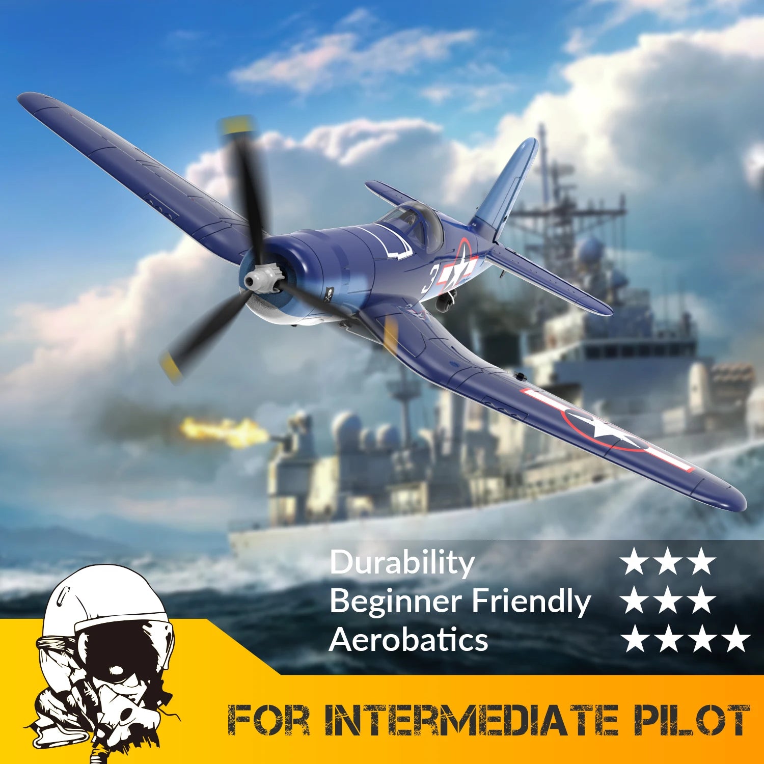 VOLANTEXRC F4U Corsair 4CH Warbird Airplane with Xpilot Stabilizer One-key Aerobatic 761-8 RTF