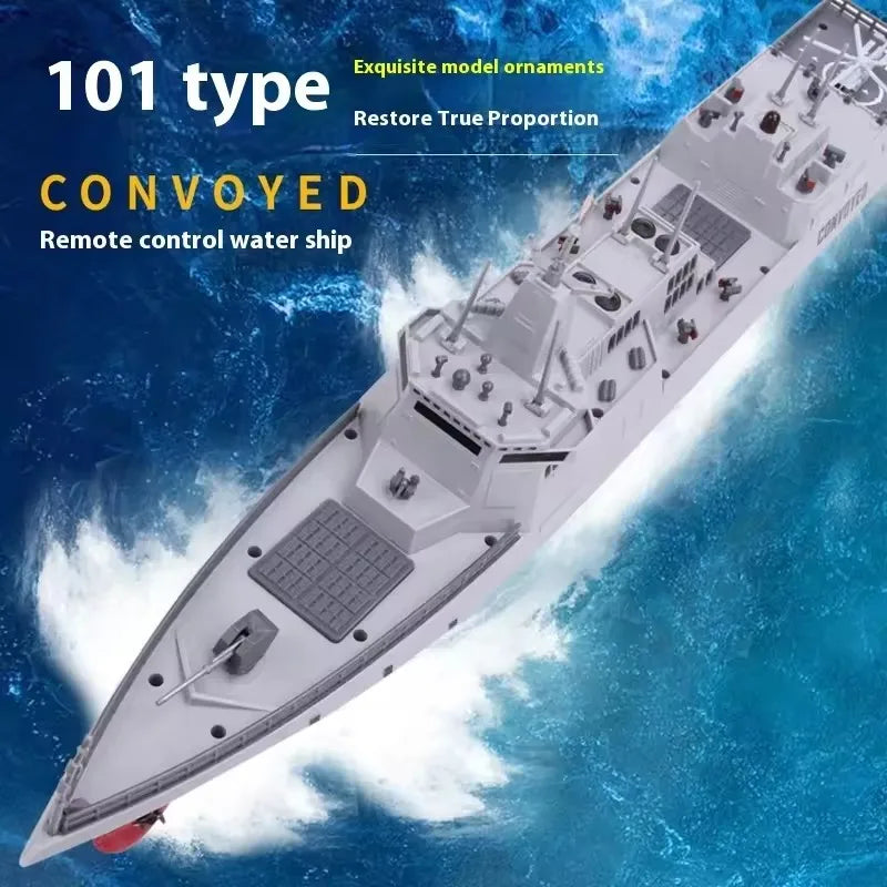 60CM Large RC Ship Simulation Destroyer Model Summer Water Spray Outdoor Toy For Kid Long Range Remote Control Ship Boy Gift