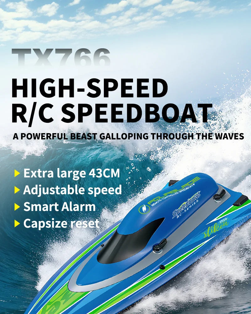 TX766 Brushless RC Boat 40km/h High Speed Big Power Waterproof Electric Toy Boat Model Low Battery Reminder Metal Rudder Gifts